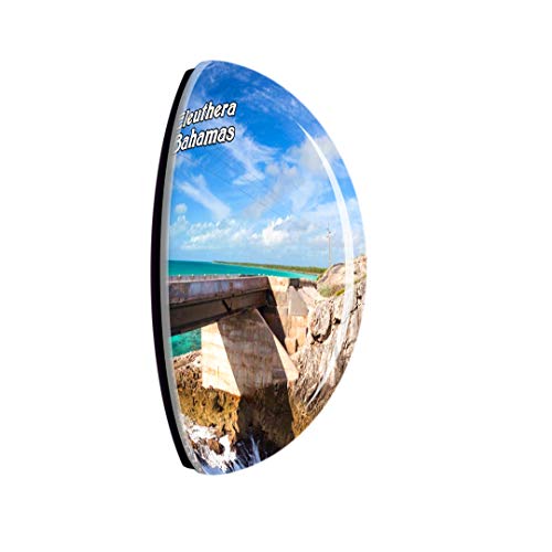 Glass Window Bridge Eleuthera Bahamas Caribbean Sea Fridge Magnet 3D Crystal Glass Tourist City Travel Souvenir Collection Gift Strong Refrigerator Sticker