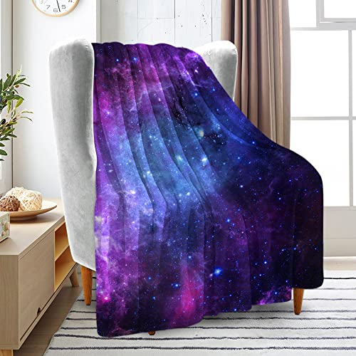 Fleece Throw Blanket for Couch, Super Soft Warm Comfy Flannel Blanket for All Season, Cozy Plush Microfiber Cute Patterned Fuzzy Blanket Throws for Bed Sofa Office (40" x 50", Dark Blue Galaxy)