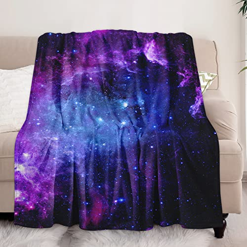 Fleece Throw Blanket for Couch, Super Soft Warm Comfy Flannel Blanket for All Season, Cozy Plush Microfiber Cute Patterned Fuzzy Blanket Throws for Bed Sofa Office (40" x 50", Dark Blue Galaxy)