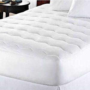 kathy ireland Microfiber Waterproof Mattress Pad (Topper) -18'' Stretchable Pocket, King, White