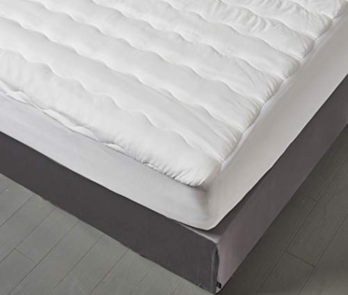 kathy ireland Microfiber Waterproof Mattress Pad (Topper) -18'' Stretchable Pocket, King, White