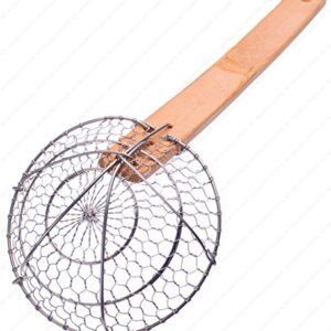 M.V. Trading SSK4 Stainless Steel Asian Spider Skimmer Strainer with Bamboo Handle, 4-Inches