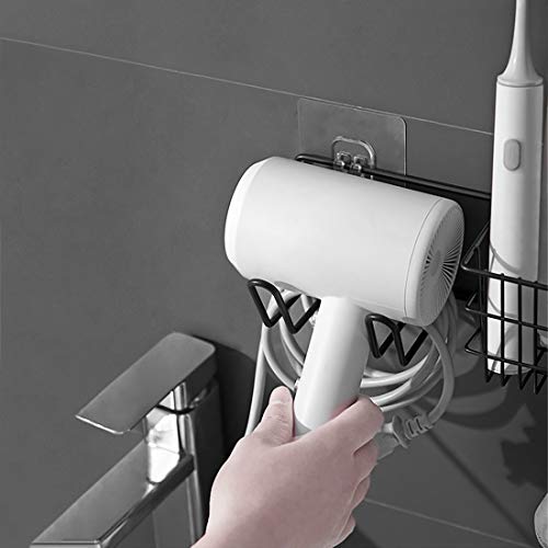 Hair Blow Dryer Holder Wall Mount, Bathroom Storage Hair Styling Tool, Organizer Basket fits Hair Dryer, Flat Iron, Curling Wand, Hair Straightener, Black