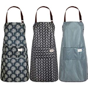 satinior 3 pieces women waterproof apron with pockets adjustable cooking aprons kitchen bib apron for baking household cleaning