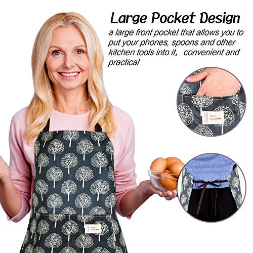 SATINIOR 3 Pieces Women Waterproof Apron with Pockets Adjustable Cooking Aprons Kitchen Bib Apron for Baking Household Cleaning