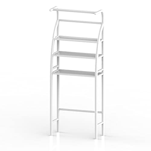 YISONHO 3-Tier Over The Toilet Storage Shelf Bathroom Laundry Room Organizer Rack Accessories Hanging Rod Bathroom Towel Rack (White)