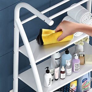 YISONHO 3-Tier Over The Toilet Storage Shelf Bathroom Laundry Room Organizer Rack Accessories Hanging Rod Bathroom Towel Rack (White)