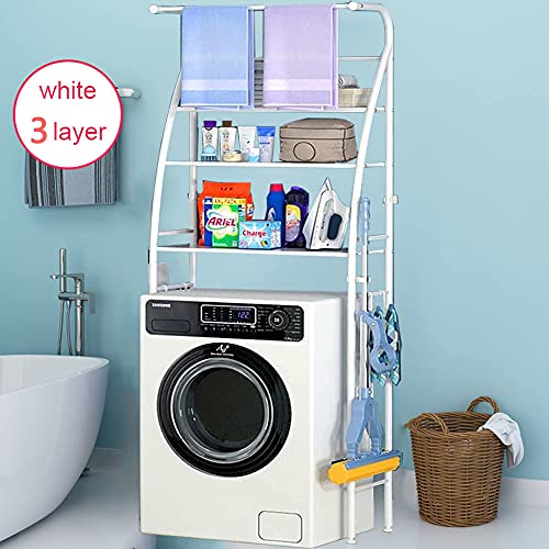 YISONHO 3-Tier Over The Toilet Storage Shelf Bathroom Laundry Room Organizer Rack Accessories Hanging Rod Bathroom Towel Rack (White)