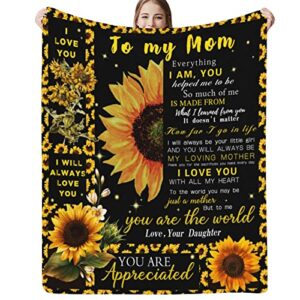to my mom gifts blanket mother's day blanket gifts for mom from daughter sunflower throw blanket lightweight fuzzy cozy soft flannel blanket for living room bedroom couch bed sofa 40x50 inch