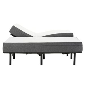 blissful nights 10" gel infused medium firm memory foam mattress with e2 adjustable bed frame combo set head and foot incline wired remote (cal king split)
