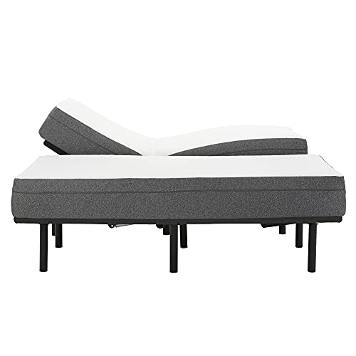 Blissful Nights 10" Gel Infused Medium Firm Memory Foam Mattress with e2 Adjustable Bed Frame Combo Set Head and Foot Incline Wired Remote (Cal King Split)