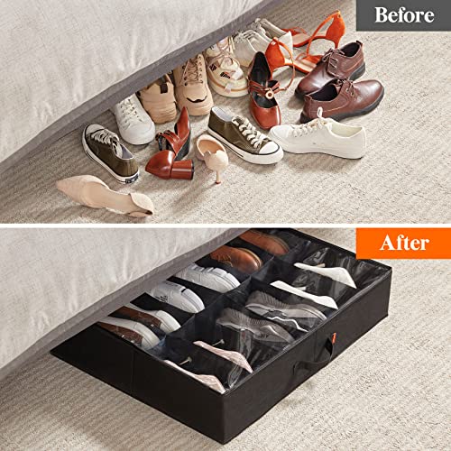 Lifewit 2 Pack Under Bed Shoe Storage Organizer, Bundle with 6 Pack 60L Clothes Storage Bags, Black