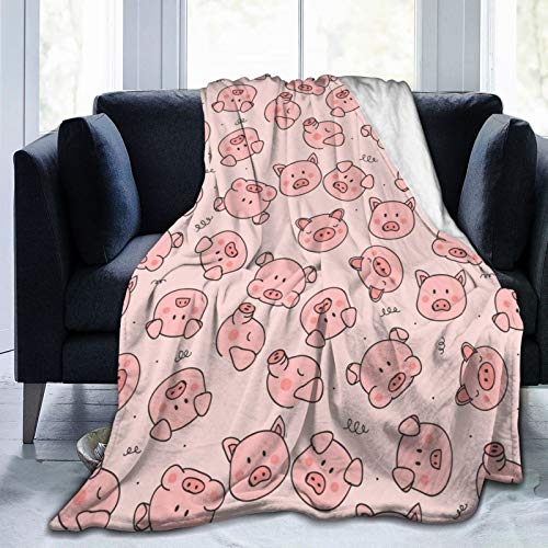 MSGUIDE Cute Pigs Throw Blanket for Couch Cozy Flannel Bed Blanket Soft Lightweight Warm Decorative Blanket for Sofa, Travel - All Seasons Suitable for Girls Boys Women Men