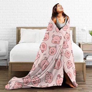 MSGUIDE Cute Pigs Throw Blanket for Couch Cozy Flannel Bed Blanket Soft Lightweight Warm Decorative Blanket for Sofa, Travel - All Seasons Suitable for Girls Boys Women Men