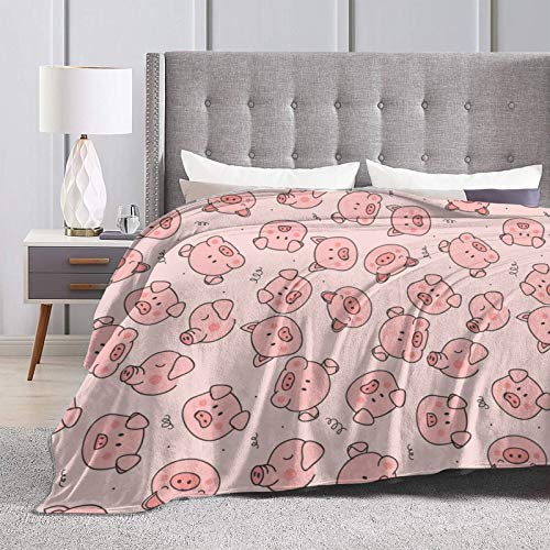 MSGUIDE Cute Pigs Throw Blanket for Couch Cozy Flannel Bed Blanket Soft Lightweight Warm Decorative Blanket for Sofa, Travel - All Seasons Suitable for Girls Boys Women Men