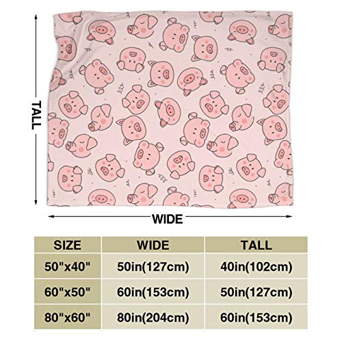 MSGUIDE Cute Pigs Throw Blanket for Couch Cozy Flannel Bed Blanket Soft Lightweight Warm Decorative Blanket for Sofa, Travel - All Seasons Suitable for Girls Boys Women Men