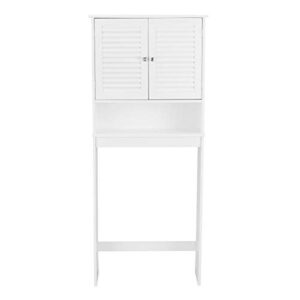 Zazza95shop Bathroom Modern Contemporary Space-Saver Medicine Cabinet Vanity Organizer Over The Toilet Shelf Storage Organizer Durable White MDF Furniture Freestanding 2 Door