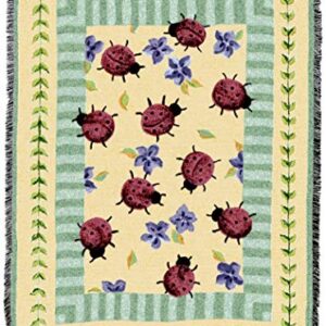 Pure Country Weavers Lady Bug Garden Blanket - Garden Floral Gift Tapestry Throw Woven from Cotton - Made in The USA (72x54)