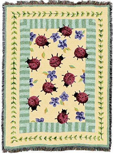 Pure Country Weavers Lady Bug Garden Blanket - Garden Floral Gift Tapestry Throw Woven from Cotton - Made in The USA (72x54)