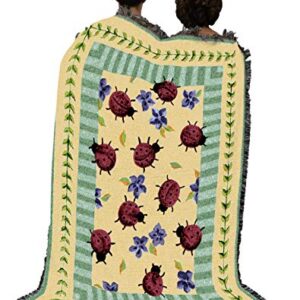 Pure Country Weavers Lady Bug Garden Blanket - Garden Floral Gift Tapestry Throw Woven from Cotton - Made in The USA (72x54)