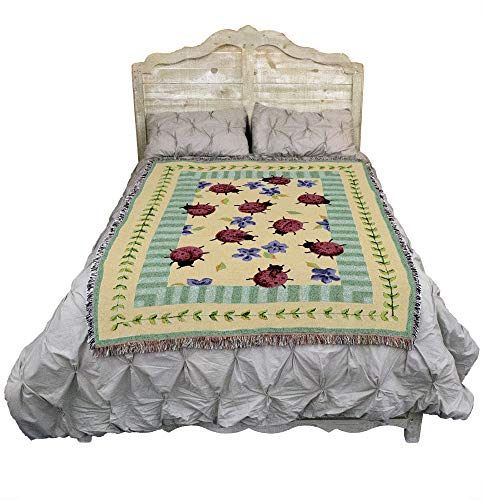Pure Country Weavers Lady Bug Garden Blanket - Garden Floral Gift Tapestry Throw Woven from Cotton - Made in The USA (72x54)