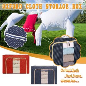 Clothes Storage Bins Boxes, 72L Large Oxford Cloth Steel Frame Organizers Bag with Clear Window, Sturdy Zipper, Reinforced Handle for Bedding, Blankets, Bedding, Pillow, Seasonal Clothing, Comforter