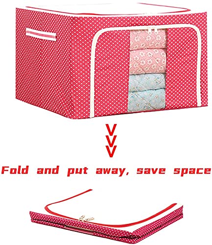 Clothes Storage Bins Boxes, 72L Large Oxford Cloth Steel Frame Organizers Bag with Clear Window, Sturdy Zipper, Reinforced Handle for Bedding, Blankets, Bedding, Pillow, Seasonal Clothing, Comforter