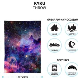 KYKU Soft Galaxy Blanket Full Size Fleece Purple Nebula Throw Blanket Universe Small Outer Space Adult and Child Comfy Home for Living Room Sofa Nap Cozy Pretty Abstract Art Printed Design Gifts