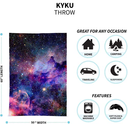 KYKU Soft Galaxy Blanket Full Size Fleece Purple Nebula Throw Blanket Universe Small Outer Space Adult and Child Comfy Home for Living Room Sofa Nap Cozy Pretty Abstract Art Printed Design Gifts