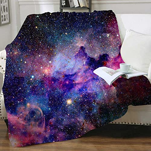 KYKU Soft Galaxy Blanket Full Size Fleece Purple Nebula Throw Blanket Universe Small Outer Space Adult and Child Comfy Home for Living Room Sofa Nap Cozy Pretty Abstract Art Printed Design Gifts