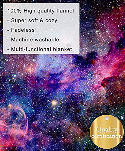 KYKU Soft Galaxy Blanket Full Size Fleece Purple Nebula Throw Blanket Universe Small Outer Space Adult and Child Comfy Home for Living Room Sofa Nap Cozy Pretty Abstract Art Printed Design Gifts