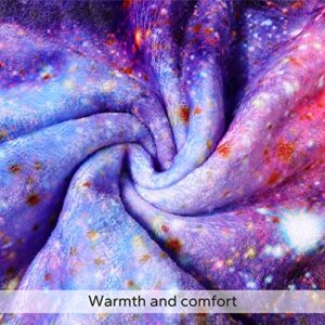 KYKU Soft Galaxy Blanket Full Size Fleece Purple Nebula Throw Blanket Universe Small Outer Space Adult and Child Comfy Home for Living Room Sofa Nap Cozy Pretty Abstract Art Printed Design Gifts