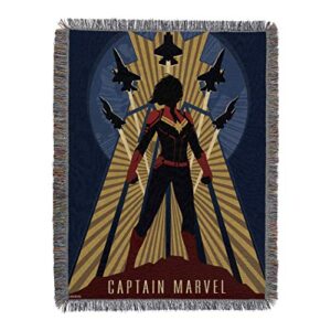 marvel's captain marvel, "lift off" woven tapestry throw blanket, 48" x 60", multi color