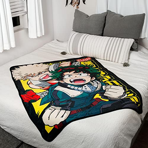 My Hero Academia Izuku Midoriya & Katsuki Bakugo Plush Throw Blanket | Super Soft Fleece Blanket, Cozy Sherpa Cover For Sofa And Bed, Home Decor Room Essentials | Anime Manga Gifts | 45 x 60 Inches