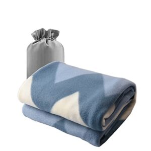 forestfish fleece throw blanket cozy soft portable travel blanket compact for long car airplane train rides 60" x 40", blue
