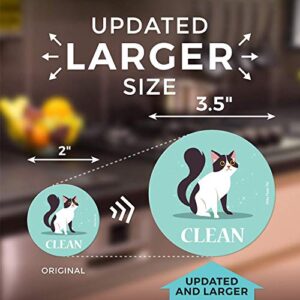 Large Dishwasher Magnet Clean Dirty Sign - Funny Design Magnets - Large, Strong, Cool Magnetic Gadgets for Kitchen Organization and Storage - Strong Double Sided Indicator (Cartoon Cat)