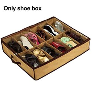 12 Pairs Shoe Tidy Under Bed Storage Organiser Bag Foldable Shoe Storage Box(Beige)