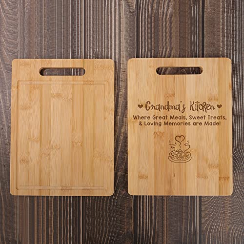 KITCHENVOY Grandma's Kitchen Bamboo Cutting Board - Birthday Gifts for Grandma from Grandchildren - Mothers Day Gifts for Grandmother, Best Grandma Cutting Board, Nanas Kitchen Board with Utensil