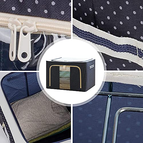 fengquan Oxford Cloth Steel Frame Storage Box for Clothes Bed Sheets Blanket Pillow Shoe Holder Container Organizer