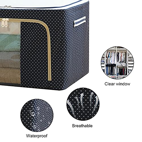 fengquan Oxford Cloth Steel Frame Storage Box for Clothes Bed Sheets Blanket Pillow Shoe Holder Container Organizer
