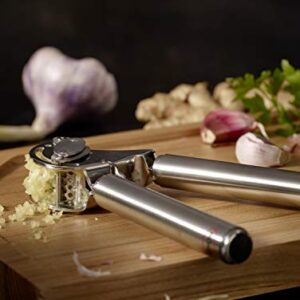 Rösle Stainless Steel Mincing Garlic / Ginger Press with Scraper, 9-inch