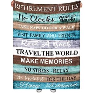 willbond retirement gifts for men women blanket funny retired teacher flannel soft fleece nurse blankets & throws gift camping throw bed police coworker (retro style)
