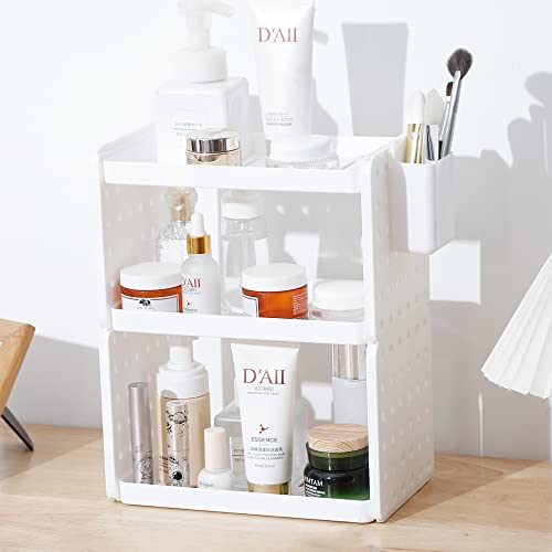 RED SECRET R Bathroom Organizer Countertop Makeup Storage Organizer for Vanity, Bathroom Counter Shelf, Skin Care Cosmetic Organizer Countertop with Toiletries Basket & Hook