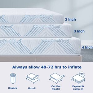 BedStory Mattress Topper Full 3 Inch Memory Foam Hug & Support, Cooling Gel Ventilated Double Bed Topper with Removable Cover, 54'' x 74'' Mattress Topper Relieving Pressure for Back Pain