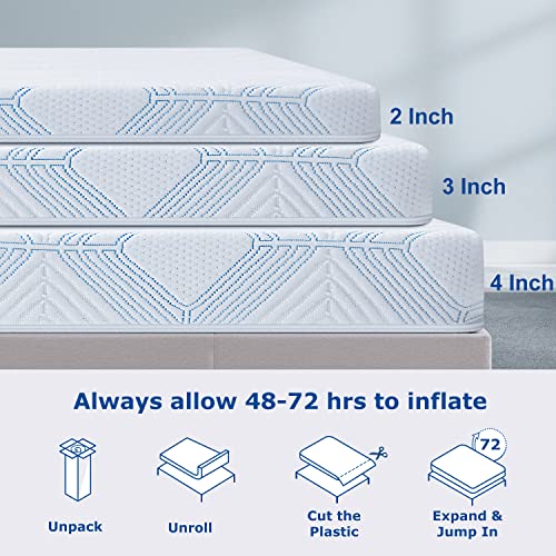 BedStory Mattress Topper Full 3 Inch Memory Foam Hug & Support, Cooling Gel Ventilated Double Bed Topper with Removable Cover, 54'' x 74'' Mattress Topper Relieving Pressure for Back Pain