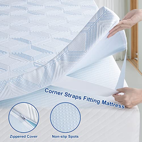 BedStory Mattress Topper Full 3 Inch Memory Foam Hug & Support, Cooling Gel Ventilated Double Bed Topper with Removable Cover, 54'' x 74'' Mattress Topper Relieving Pressure for Back Pain