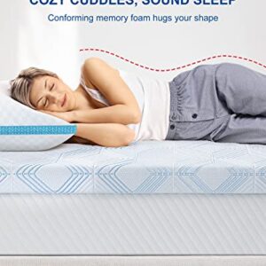 BedStory Mattress Topper Full 3 Inch Memory Foam Hug & Support, Cooling Gel Ventilated Double Bed Topper with Removable Cover, 54'' x 74'' Mattress Topper Relieving Pressure for Back Pain