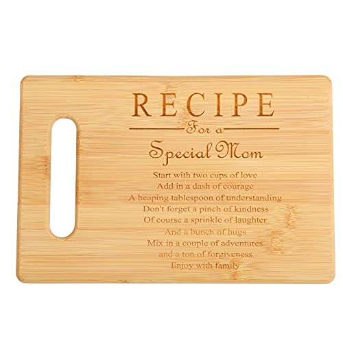 Recipe Mothers Day Gift Special Love Heart Small Bamboo Cutting Board Mom's Birthday Present (7"x11")