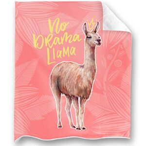 loong design pink llama throw blanket super soft, fluffy, premium sherpa fleece blanket 50'' x 60'' fit for sofa chair bed office travelling camping gift