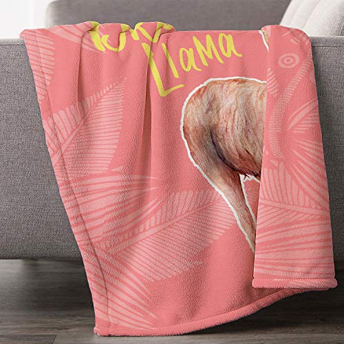 Loong Design Pink Llama Throw Blanket Super Soft, Fluffy, Premium Sherpa Fleece Blanket 50'' x 60'' Fit for Sofa Chair Bed Office Travelling Camping Gift